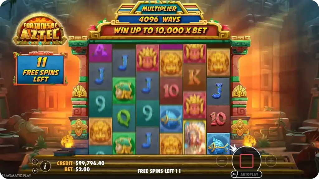 Fortunes of the Aztec free spins feature