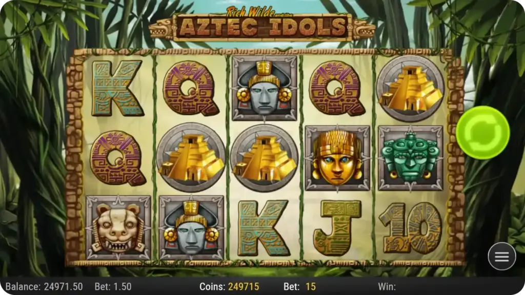 Aztec Idols idol pick feature with golden statues and prize values