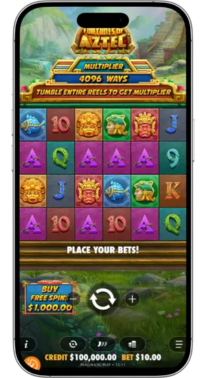 Fortunes of the Aztec mobile slot gameplay