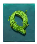 Q — card symbol with a 0.5x payout for six identical positions on the reels