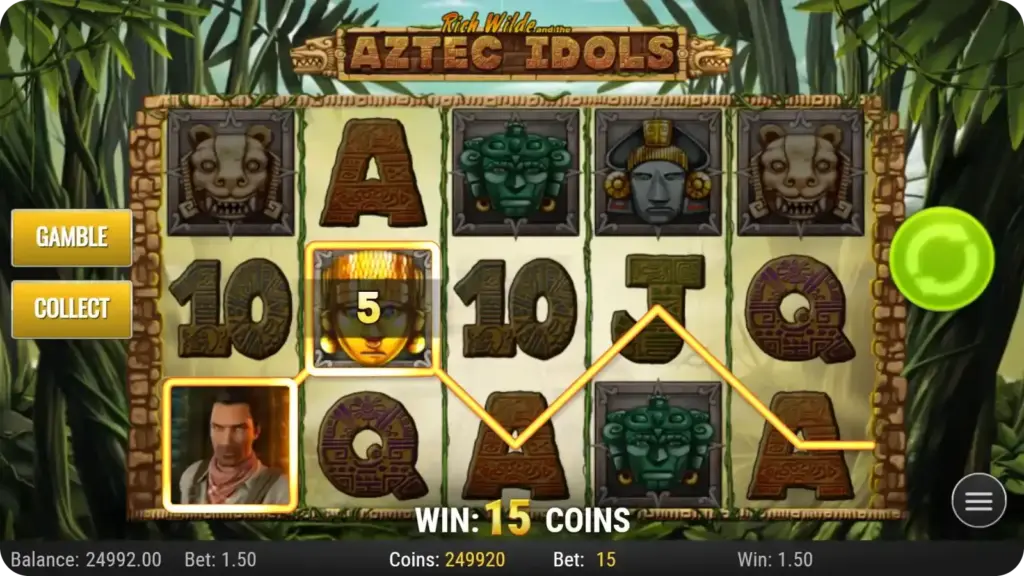 Rich Wilde wild symbol payouts and expanding reel effect in Aztec Idols slot
