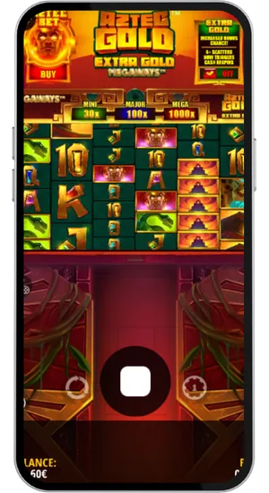 Aztec Gold Megaways reels spinning after the spin button is pressed with RNG outcome displayed on screen in under one second across the Megaways grid