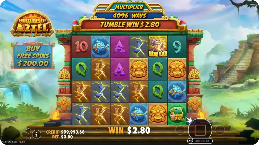 Fortunes of the Aztec wild symbol feature